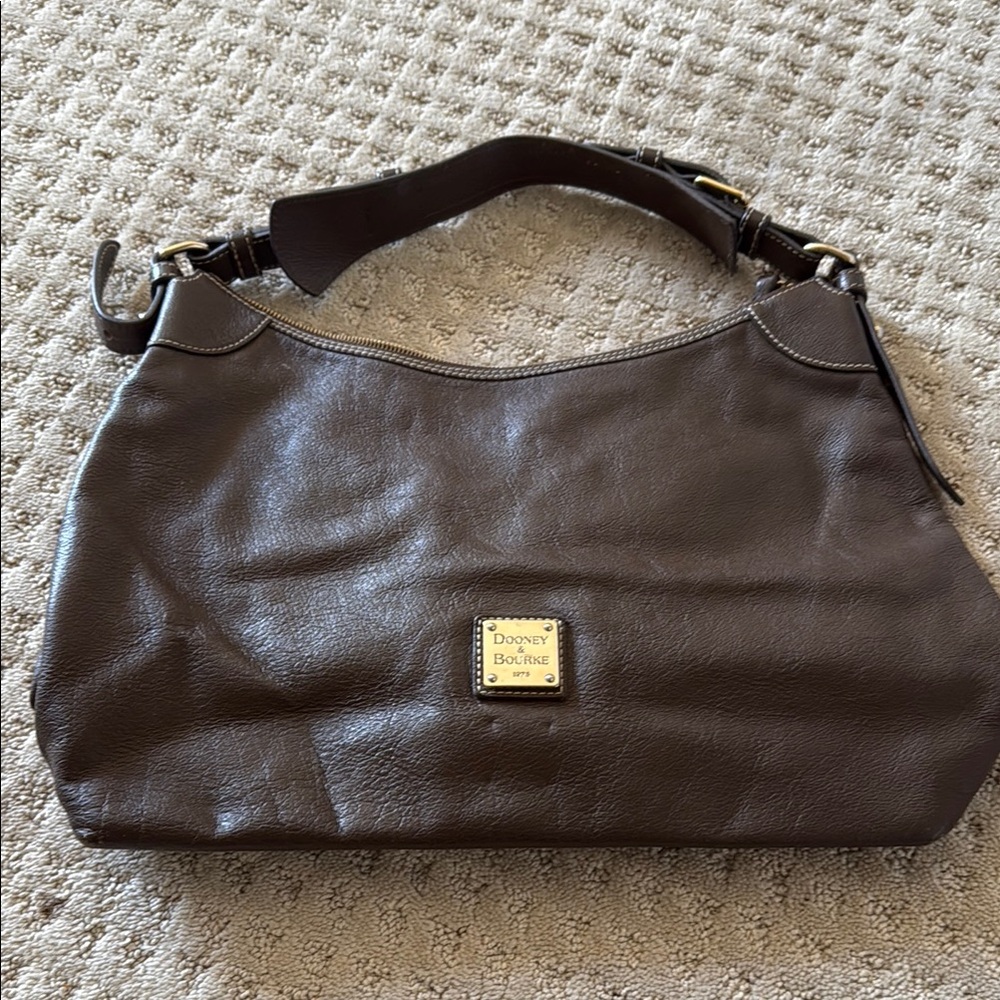 Dooney & Bourke Brown Leather Shoulder Bag with Hobo Shape